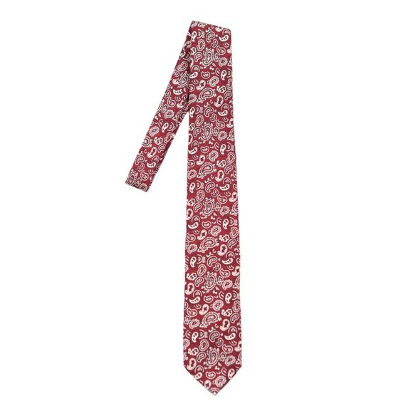 Ralph Lauren Tie 100% Silk Red Paisley Narrow 3" Handmade Italy Designer Necktie